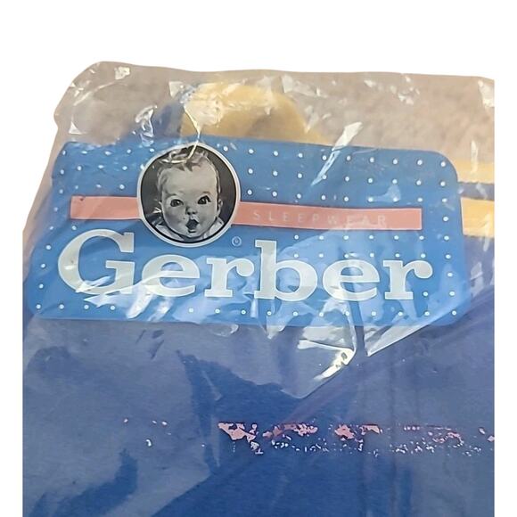 VTG 90s Gerber 2T Toddler Blanket Sleeper Blue Yellow Footie Pajamas NOS USA - Picture 3 of 5